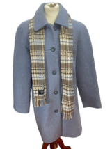 London Fog Women’s Wool Blend Peacoat Bluish Gray Lined Size Large With Scarf - £35.39 GBP