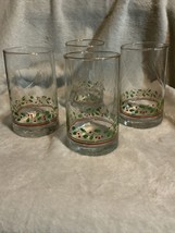 4 Vintage Arbys Christmas Glasses Tumblers Libbey Holly Berry 1984 5.25” - £13.41 GBP
