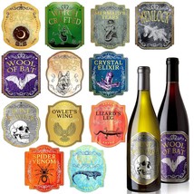 36 Pieces Halloween Wine Labels Witch Bottle Stickers Owl Glass Stickers... - £16.50 GBP