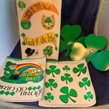 St Patricks Day Vintage Vinyl Window Decorations Clings Klingers Shamroc... - £25.49 GBP