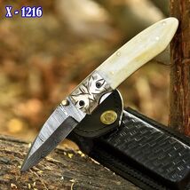 Damascus Folding Dagger Blade Pocket Knife InnerLock Tactical Hunter Ski... - $31.67