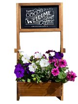 Indoor/Outdoor Acacia Wooden Plant Stand &amp; Display Board - Decorative Chalkboard - £38.92 GBP