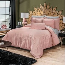 Irina Rose Solid Color Linen Feel Elegant Duvet Set 8 Pcs King Size - $171.49