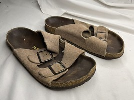Birkenstock Arizona Taupe suede soft footbed slide sandals size 5.5, EU 36 - $24.00