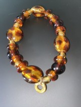 Antica Murrina Handmade Murano Glass Amber Color Beaded Stretch Bracelet... - $28.04