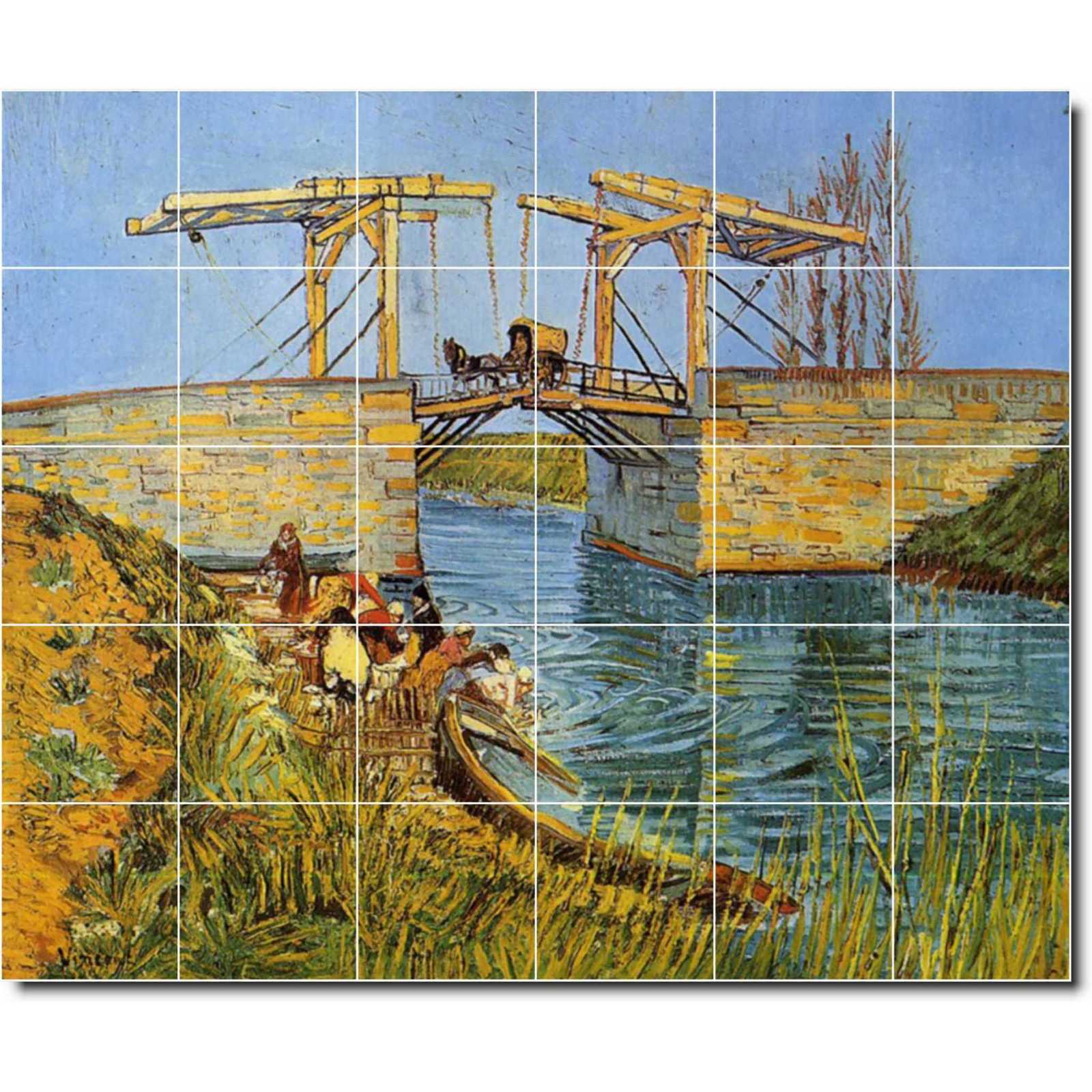 Vincent van gogh the langlois bridge at arles with women washing
