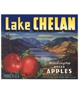 1940&#39;s LAKE CHELAN Vintage Washington Apple Crate Label, Scenic OLD + AU... - $17.08 CAD