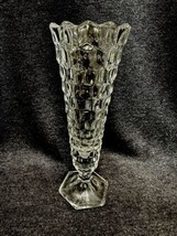 Vintage Fostoria American Cubist Glass Hex Foot Bud Vase 8 3/8” Tall 3” Dia. - £6.96 GBP