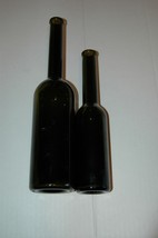 Lot of 2 Dark Olive Green Color Bottles Oil Vinegar Wine Display - £10.38 GBP