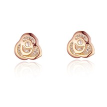 14k Rose Gold Plated Silver Simulated Diamond rose Screwback Girls Earrings VDay - $25.01