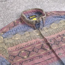 Cabelas Shirt Men XL Deerskin Soft Chamois Thick Southwest Aztec Navajo Print - £27.32 GBP