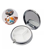 NEW Pill Container Pill Box Tablet Holder Medicine Metal Case Round - $13.56 CAD