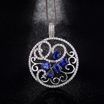 Spectacular Engagement Pendent 14K White Gold Finish 2Ct Oval Cut CZ Tanzanite - £96.50 GBP