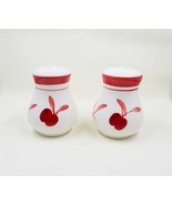 Dansk Bing Red Apples Cherry Ceramic Salt &amp; Pepper Shakers White Red - $18.99