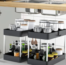 2pc Two Tier Kitchen Organizer Shelf Countertop Desktop Bedroom Bathroom Storage - £35.70 GBP