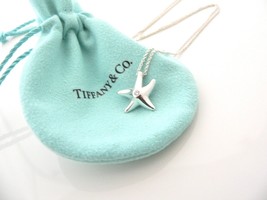 Tiffany &amp; Co Diamond Starfish Necklace Pendant Gift Pouch Love Peretti Silver - £397.16 GBP