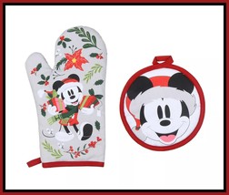 NEW St. Nicholas Square Disney Mickey Mouse Christmas Pot Holder and Oven Mitt - £11.25 GBP
