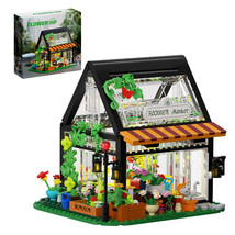 LED Flower Market Shop Model Building Bricks Educational Toys MOC Blocks Set - £35.28 GBP