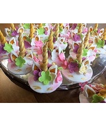 Unicorn horn and ears cupcake toppers. Fondant cupcake or cake toppers. ... - £35.39 GBP