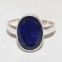 Attractive Natural Indian Blue Sapphire Gemstone Ring, Birthstone Ring, 925 Ster - £21.84 GBP