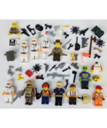 Lego mini figure lot &amp; MANY ACCESSORIES spider tools flashlights helmets... - $74.99