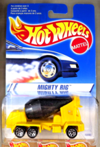 1995 Hot Wheels International Card MIGHTY RIG Yellow/Black w/Chrome 7 Spoke #269 - £9.83 GBP