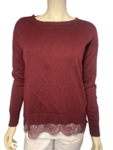 Banana Republic Burgundy Pullover Sweater with Lace Hem Size M - €12,20 EUR