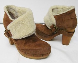 NINE WEST Vintage America Collection Platform Boots Suede Leather Faux F... - £22.77 GBP