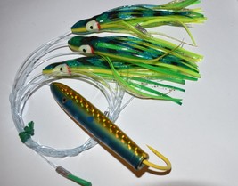 Cedar Plug 4- 3/4&quot; Blue Spot Holographic Daisy Chain 7/0 Yellow Coated Hook - £11.09 GBP