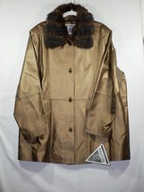 Marvin Richards Toggle Faux Fur Trim Bronze Leather Coat Sz 2X NWT - £70.76 GBP