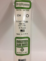 .438&quot; (11.1MM) OD Polystyrene Tube EVG234 by Evergreen Scale Models - £12.60 GBP