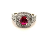 14k White Gold Jedi Red Genuine Natural Spinel and Diamond Ring (#J5260) - £2,058.63 GBP