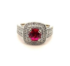 14k White Gold Jedi Red Genuine Natural Spinel and Diamond Ring (#J5260) - £2,088.80 GBP