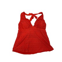 Jaclyn Smith Womens Size 10 Red Swim Suit Top halter Eyelet Beach Swim - £7.80 GBP