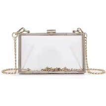 Clear Crossbody Purse Acrylic Clutch Bag Shoulder Handbag Gold Chain Strap gold - £6.64 GBP