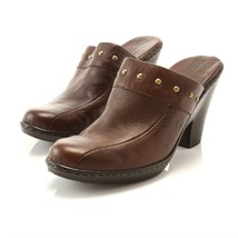 Born Brown Leather Studded High Heel Clogs Slip On Mules Shoes Womens 42... - £23.62 GBP