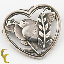 Vintage Georg Jensen Sterling Silver Dove and Olive Branch Pin #239 13.1... - $685.69