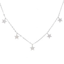 100% 925 sterling silver delicate dainty choker necklace cz star charm pendant f - £18.02 GBP
