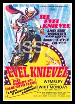 Evel Knievel 20 x 28 1975 WHITE BORDERED Wembley Stadium Jump Custom Poster - $50.00