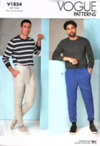 Vogue V1854 Mens 34 to 40 Jogger Style Pants Uncut Sewing Pattern - $23.14