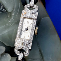 Earth mined Diamond Platinum Ladies Deco Watch Unique Design Vintage case - £2,869.90 GBP