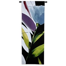 60x21 BLUE MYSTERY I Floral Nature Contemporary Tapestry Wall Hanging - $123.75