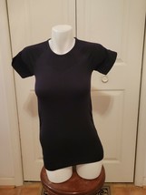 Athleta Women&#39;s Size Small Black Ruched Short Sleeve Activewear Top - £15.53 GBP