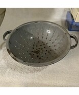 VTG Rustic Enamelware Granite Gray Colander Strainer 2 Handle Farmhouse ... - $467.67 MXN