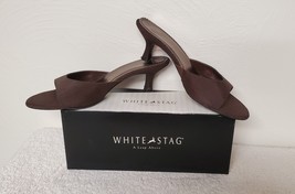Vintage White Stag Brown PAM 2-1/4&quot; Heels Women&#39;s Size 8.5 Dress Shoes 109F7 - £7.78 GBP