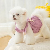 Autumn Winter Warm Thick Dog Clothes Bow Sweater Skirt Cute Sweet Cat Dr... - £19.62 GBP+