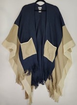 HB By Harve Benard Cardigan Womens One Size Blue Comfy Soft Shawl Fringed Wrap - £18.65 GBP