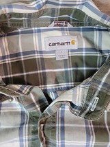 Carhartt Button Up Shirt Mens Size L Relaxed Fit Plaid Short Sleeve Cotton - £9.46 GBP