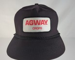 Vintage Agway Crops Trucker Hat Black Strapback Patch Rope - $25.49