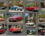 11.75&quot; X 44&quot; Panel Vintage Old Antique Cars Retro MG Cotton Fabric Panel... - $4.23